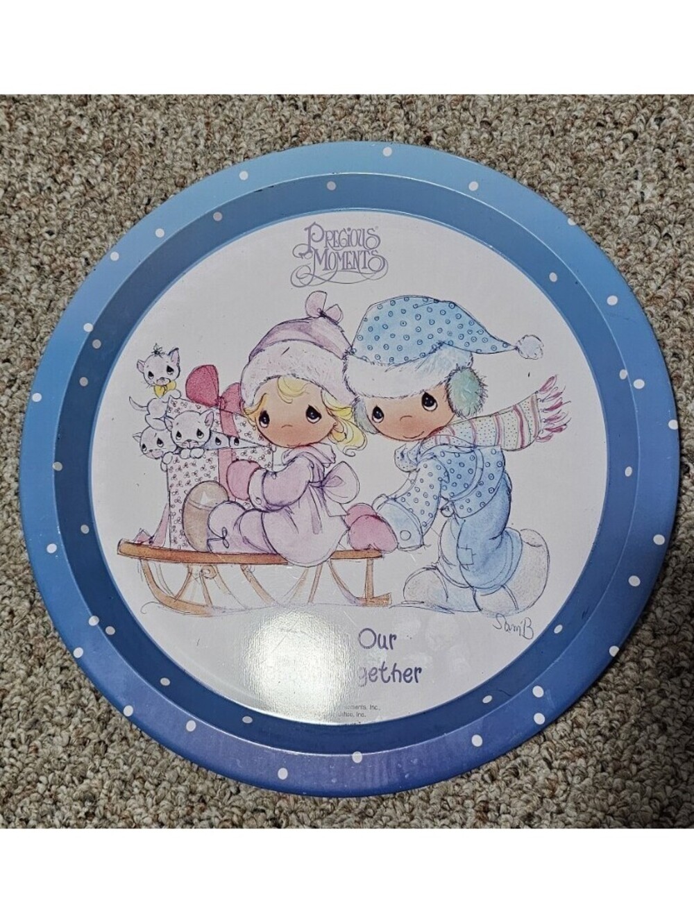 Vintage Precious Moments Sharing Our Season Together Metal Serving Tray 1997-12"